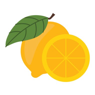 Limon klipsleme sanatı, limon klipsi sanatı, limon turunçgil vektör çizimi, beyaz arka planda izole edilmiş.