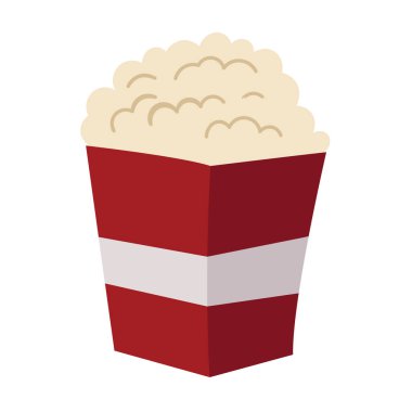 Patlamış mısır klipsi sanat, patlamış mısır düz ikon tasarım vektör çizimi, şirin çizgi film patlamış mısır klitorisi