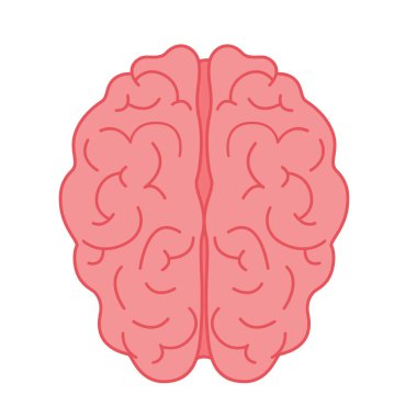 Beyin klipsi sanatı, beynin klipsleme sanatı, beyin sanatı, beyin vektörü grafiği, insan beyni üst görüntüsü, insan zihni düz ikon tasarımı çizimi.