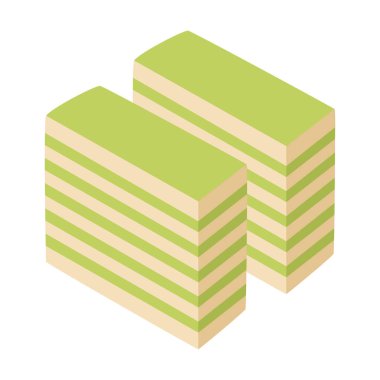 Kue lapis vektör illüstrasyonu, katmanlı pasta klipsi sanatı, kue geleneksel khas endonezyası, jadyan kue basah, Endonezya geleneksel çerezi