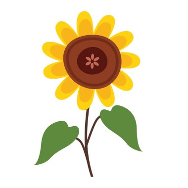 Sarı ayçiçeği vektör illüstrasyonu, ayçiçeği klipsi sanatı, klipsli ayçiçeği, şirin yaz çiçeği ikonu