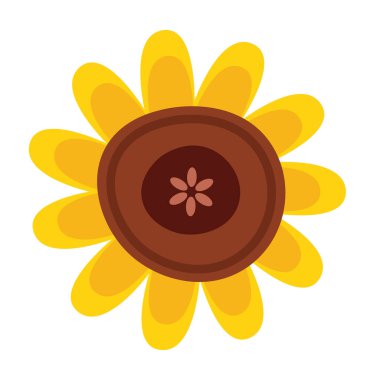 Sarı ayçiçeği baş vektör illüstrasyonu, ayçiçeği klipsi sanatı, klipsli ayçiçeği, şirin yaz çiçeği ikonu