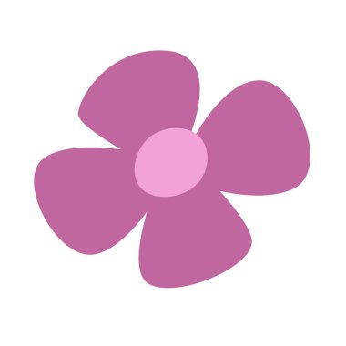 Mor çiçek çizimi, mor çiçek başı, kır çiçekleri klipsi sanatı, beyaz arka planda izole edilmiş.