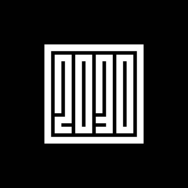 2030 mutlu yeni yıl sembolü, 2030 yılı logo vektörü, 2030 metin klipsi sanatı, siyah arka planda beyaz