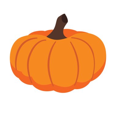 Turuncu balkabağı vektörü, balkabağı klipsi sanat, düz tasarım illüstrasyon, beyaz arkaplanda izole edilmiş, düşme balkabağı klipsi sanatı, balkabağı klipsleme sanatı