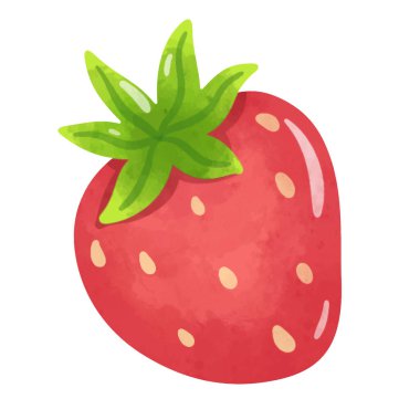 Çilek kırpma sanatı, klipsleme sanat çileği, çilek kırpma sanatı, çilek illüstrasyon vektörü, el çizimi suluboya tarzı