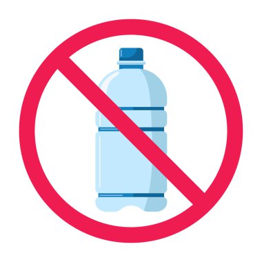 Su şişesi ikonlu yasak tabela, içme sembolü yok, çöp tabelası yok, plastik şişe yasaklama tabelası