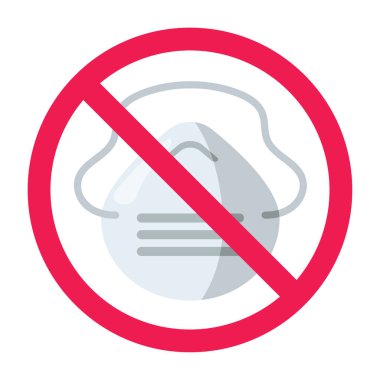 Cerrahi maske ikonlu yasak tabela, yüz maskesi işareti yok, tıbbi maske yasaklama işareti, tıbbi koruyucu maske sembolü yok.