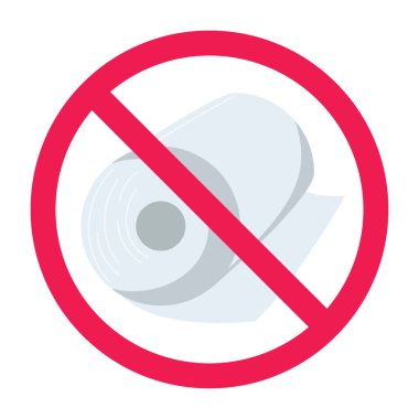 Kağıt mendil ikonlu yasak tabela, tuvalet kağıdı işareti yok, mutfak havlusu kağıdı sarma yasağı işareti, mendil sarma sembolü yok.