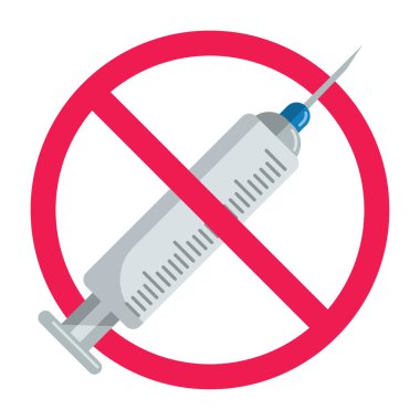 Şırınga ikonlu yasak işaret, uyuşturucu enjeksiyonu işareti yok, şırınga yasağı işareti, uyuşturucu sembolünü durdur
