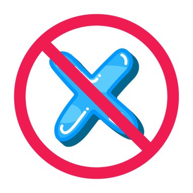 Çarpma simgesine sahip yasak işaret, çarpma işaretine izin yok, çarpma yasağı işareti, düz simge tasarım vektör çizimi 