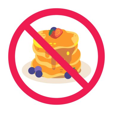 Pankek ikonlu yasak tabela, pankek yasak. İmza yok, gözleme yeme, krep yasaklama sembolü yok.