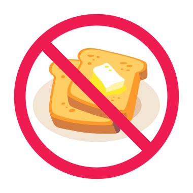 Beyaz ekmek ikonlu yasak tabela, tost ekmeği yasak işaret yok, kahvaltı tabelası yasak, kahvaltı yasağı sembolü