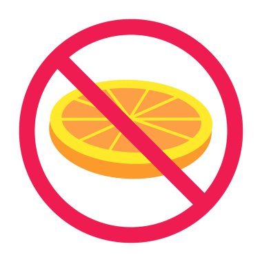 Portakal dilimli yasak tabela, turuncu işareti yok, turuncu yasak işareti, turuncu sembolü yemeyin.