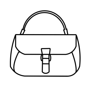 Minimalist kadın el çantası çizgisi simgesi. Basit bir el çantası çizgisi sanat vektörü. Moda tasarımları, web siteleri, simgeler ve markalaşma malzemeleri için mükemmel. 