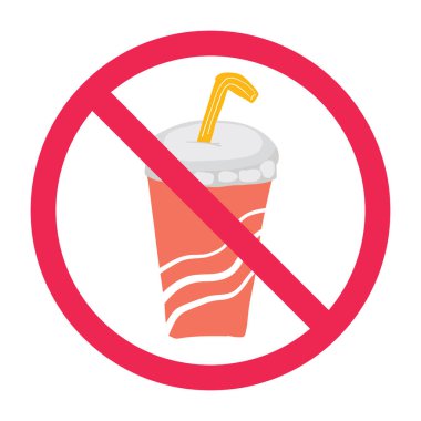 Fast food içecek ikonu yasak, meşrubat yasak, imza yok, meşrubat yasağı sembolü, soda içilmez.