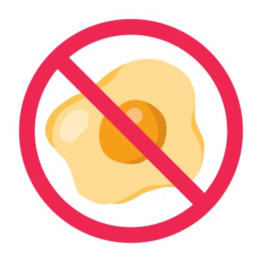 Güneşli tarafı yumurta ikonu olan yasak tabela. Yumurta işaretini yemeyi bırak. Güneşli tarafı olmayan yumurta işaretine izin yok, yumurta yasaklama sembolü.