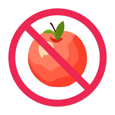 Yasak elma meyvesi simgesi, elma meyvesi yok işaret, elma yasağı sembolü, elma yeme