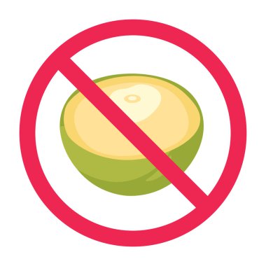 Yeşil hindistan cevizi ikonlu yasak tabela, hindistan cevizi işareti yok, yeşil hindistan cevizi yasaklama sembolü