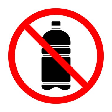 Su şişesi ikonlu yasak tabela, içki yasak işareti, maden suyu yasağı sembolü, içki tabelası yasak.