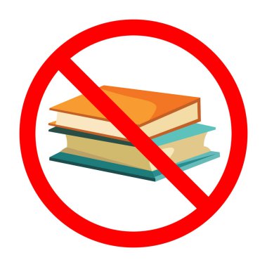 Kitap simgesi ile yasak işaret, imza yok, kitap yasaklama sembolü, işaret okuma, beyaz arkaplanda izole edilmiş
