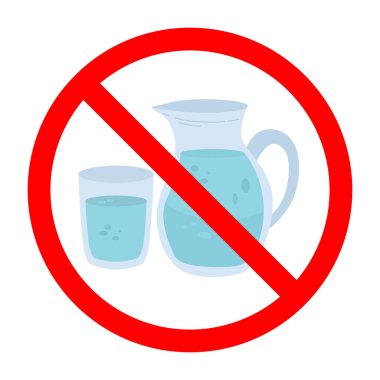 Yasak su işareti, su işareti yok, su ikonu sembolü içmeyin