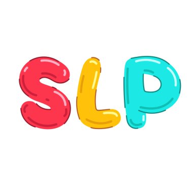 SLP kelime harfleme vektör illüstrasyon, slp klip sanat, renkli SLP metin klipsi sanat, beyaz arkaplan izole