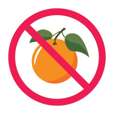 Turuncu meyve ikonlu yasak tabela, turuncu turuncu meyve yasak işareti, turuncu sembol yeme.
