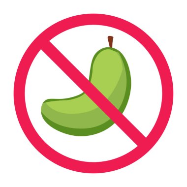 Mango meyve ikonlu yasak tabela, mango işaretine izin yok, mango yasaklama sembolü, mango meyvesi yeme.