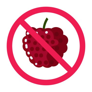 Kırmızı böğürtlen ikonlu yasak tabela, kırmızı böğürtlen işaretine izin yok, kırmızı böğürtlen yasak sembolü, kırmızı böğürtlen yemeyin