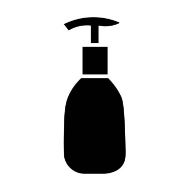 Pompa şişe vektör illüstrasyonu, sıvı sabun ikonu, losyon ya da krem şişesi, el dezenfektanı ya da duş jeli sembolü, sabun klipsi sanatı, sabun makinesinin siyah silueti, güzellik kozmetik ya da şampuan şişesi