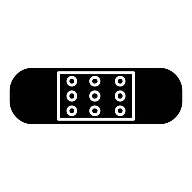 Bandaj simgesi vektörü, siyah ve beyaz, bandaj klipsi sanatı, bandaj silueti, yapıştırıcı alçı ikonu tasarımı