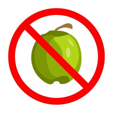 Yeşil hindistan cevizi meyve ikonu, yeşil hindistan cevizi yasaklama işareti, yeşil hindistan cevizi sembolü yemeyin.