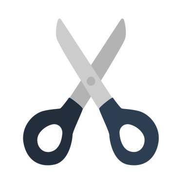 Makas vektör resmi, makas kırpma sanatı, makas kırpma sanatı, kırpma makası, düz tasarım vektör çizimi, beyaz arkaplan üzerinde izole