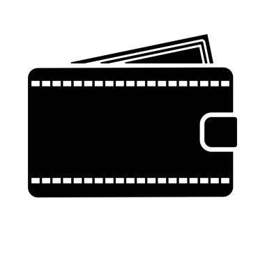 Cüzdan siluet vektör görüntüsü, cüzdan klipsleme sanatı, para klipsleme sanatı, sanat nakdi, beyaz arka planda izole edilmiş.