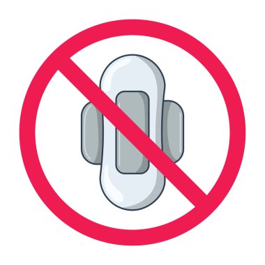 Hijyenik peçete ikonu, hijyenik ped işaretine izin verilmiyor, regl pedi yasak, hijyenik peçeteleri dikkatsizce atmayın.