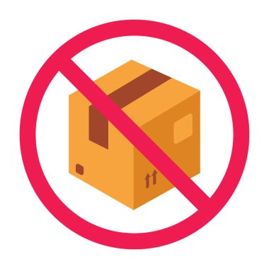 Kahverengi ambalaj kutusu simgesi olan yasak tabela, mukavva kutuya izin yok, karton yasaklama işareti, karton kutu sembolü kullanmayın