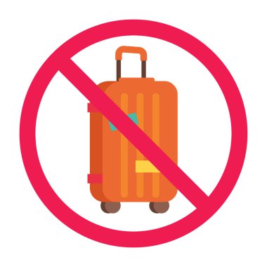 Seyahat çantası ikonlu yasak tabela, bavul yasak işareti, bavul yasağı işareti, bagaj çantası sembolü, yasak bavul işareti