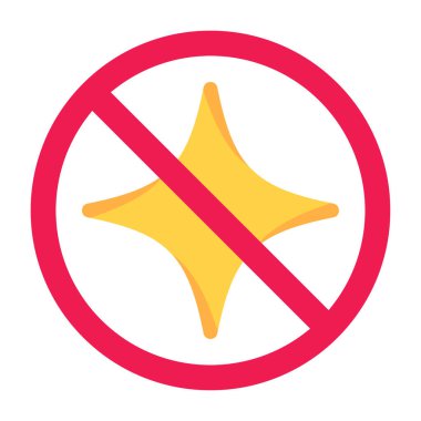 Işıldayan yıldız ikonlu yasak tabela, parlayan yıldız işareti yok, yıldız yasağı işareti