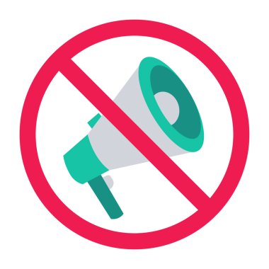 Yasak işareti olan megafon, işaret dili yasak, megafon yasaklama sembolü, hoparlör yasak işareti.