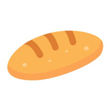 Ekmek rulosu vektör ikonu düz illüstrasyon, ekmek klipsleme sanatı, ekmek kırpma sanatı, ekmek sanatı, mini baget ekmek vektörü 