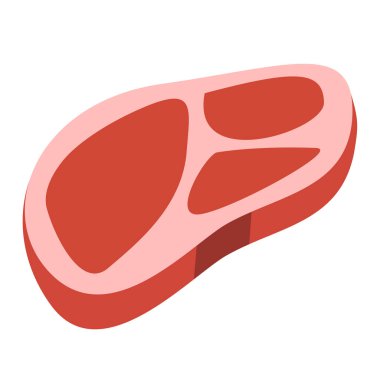 Çiğ et vektörü çizgi film simgesi düz illüstrasyon, et klipsi sanatı, sığır eti klipsi sanatı, klipsleme sanatı