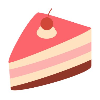 Pembe pasta dilimi vektör simgesi düz illüstrasyon, pasta klipsi sanat, klipsli pasta, tatlı tatlı tatlı resmi