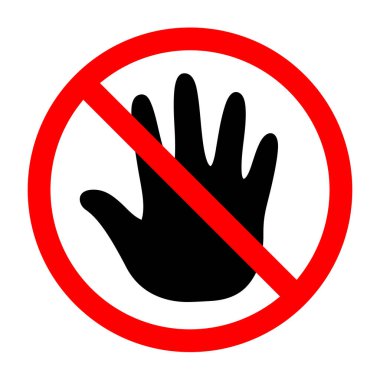 El simgesi ile yasaklanmış işaret, simge durdurma, el yasağı işareti, düz ikon vektör illüstrasyonu