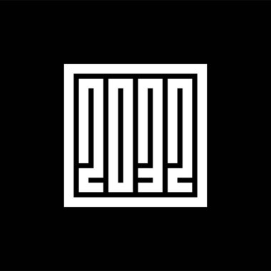 2032 metin logosu tasarımı, mutlu yıllar vektör illüstrasyonu, 2032 tipografi klip sanatı