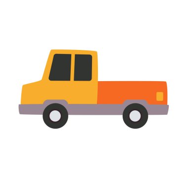 Kamyon vektör resmi, kamyon klipsli sanat, klipsli sanat kamyonu, sarı kamyon vektör çizgi film ikonu düz illüstrasyon