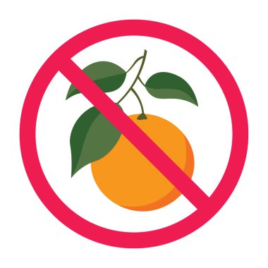 Turuncu tabela yok, turuncu yasak tabela, turunçgil meyvesi kısıtlaması, meyve yasak, turunçgil ikonu yasak.