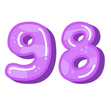 98 numaralı vektör illüstrasyonu beyaz arka planda izole edildi, 98 numaralı klip sanatı, 98 numaralı klip sanatı, 98.