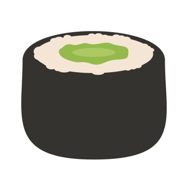 Suşi rulo vektör ikonu düz illüstrasyon, suşi klipsli sanat, klipsli sanat suşi, rulo suşi vektör sanatı