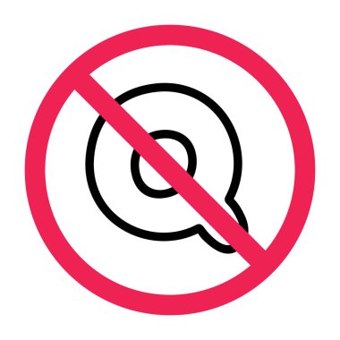 Yasak alfabe Q işareti, yasaklanmış q harfi işareti, Q harfi kısıtlı sembol, q harfi kullanmayın, alfabe q işareti izin verilmiyor